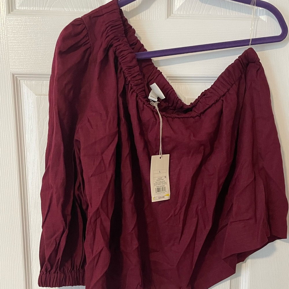 NWT a new day over the shoulder top